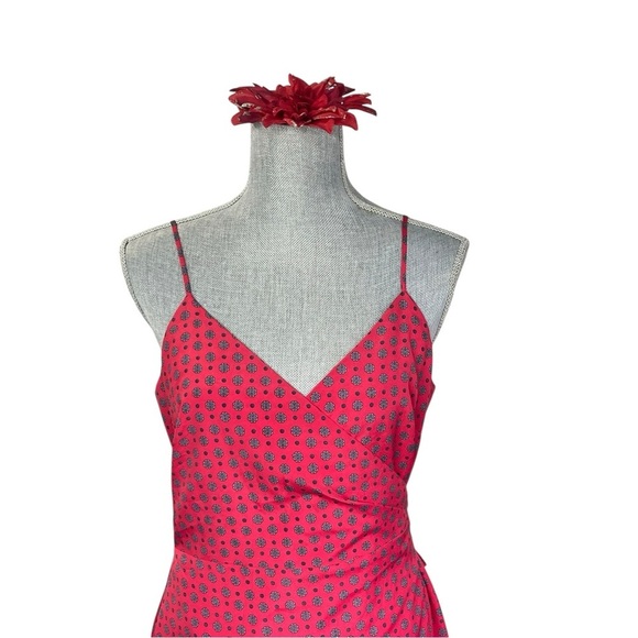 J CREW  Wrap Red Floral Size 8 Women's Strappy Dress, spaghetti strap, preppy - Picture 5 of 12